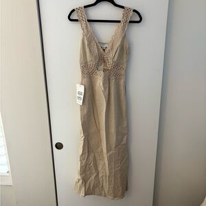 Never Fully Dressed Beige Lace Maxi Dress